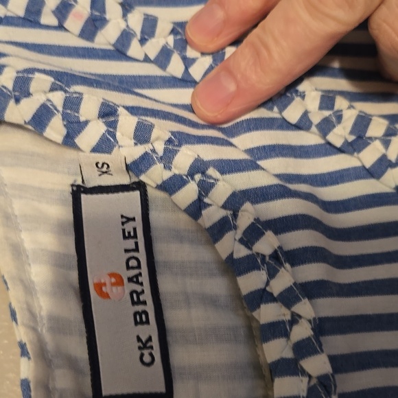 CK Bradley Blue White Striped Midi Dress Womens Size‎ XS - Picture 3 of 5